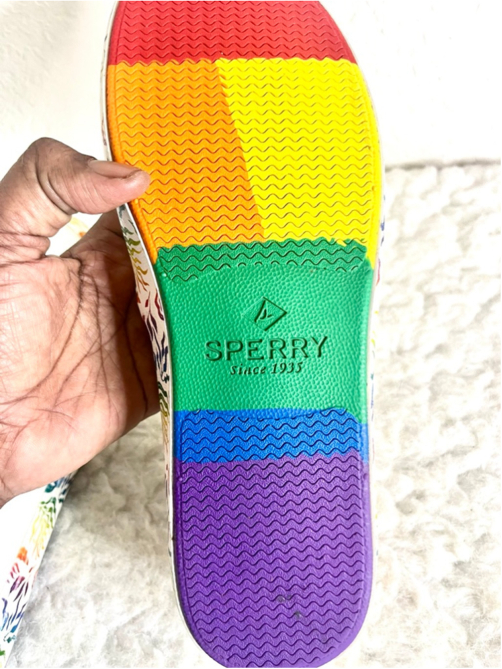 Sperry Men's Striper II Twin Gore Pride Rainbow SlipOn Boat Shoe Sneakers Size 9 - Picture 7 of 8